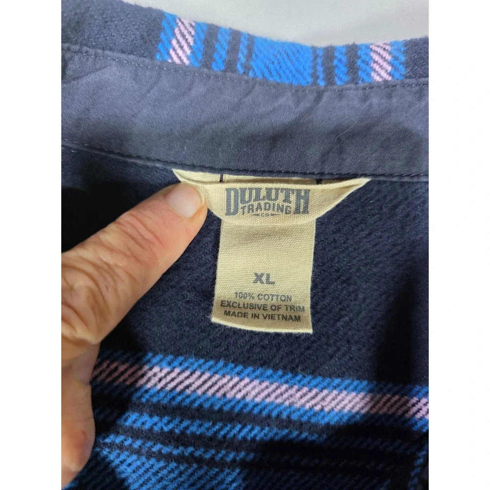 Duluth Trading Co Navy Blue Striped Heavy Cotton Overshirt Jacket‎ Shacket XL